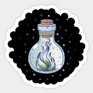 Genderqueer Fire Occult Bottle LGBT Pride Flag Sticker